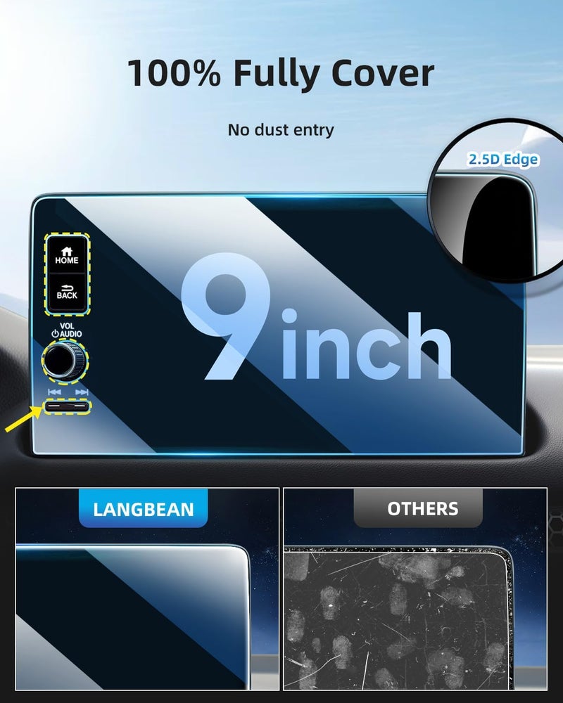 LANGBEAN Screen Protector for 2025 2024 2023 Honda HRV EX-L 9 inch Infotainment Touch Screen, HD, High Sensitivity, 9H Tempered Glass Car Screen Protector, HRV Accessories - Image 2